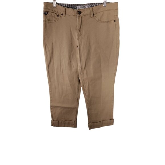 17/21 Exclusive Denim Capri Jeans Cuffed Low Rise Womens Size 10 Beige EUC - Picture 1 of 14